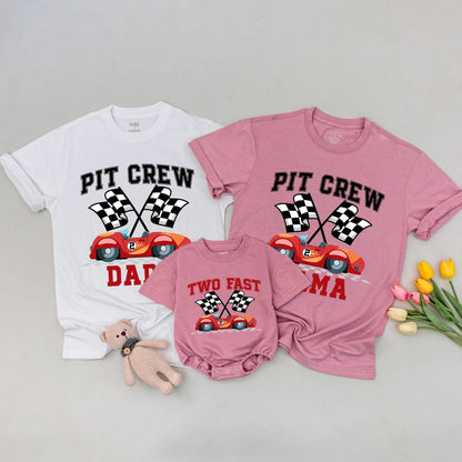 Two Fast Birthday Family Matching Shirts Two Race Car Birthday Outfit Birthday Boy Tee Pit Crew Mama Dada 2nd Birthday Fun
