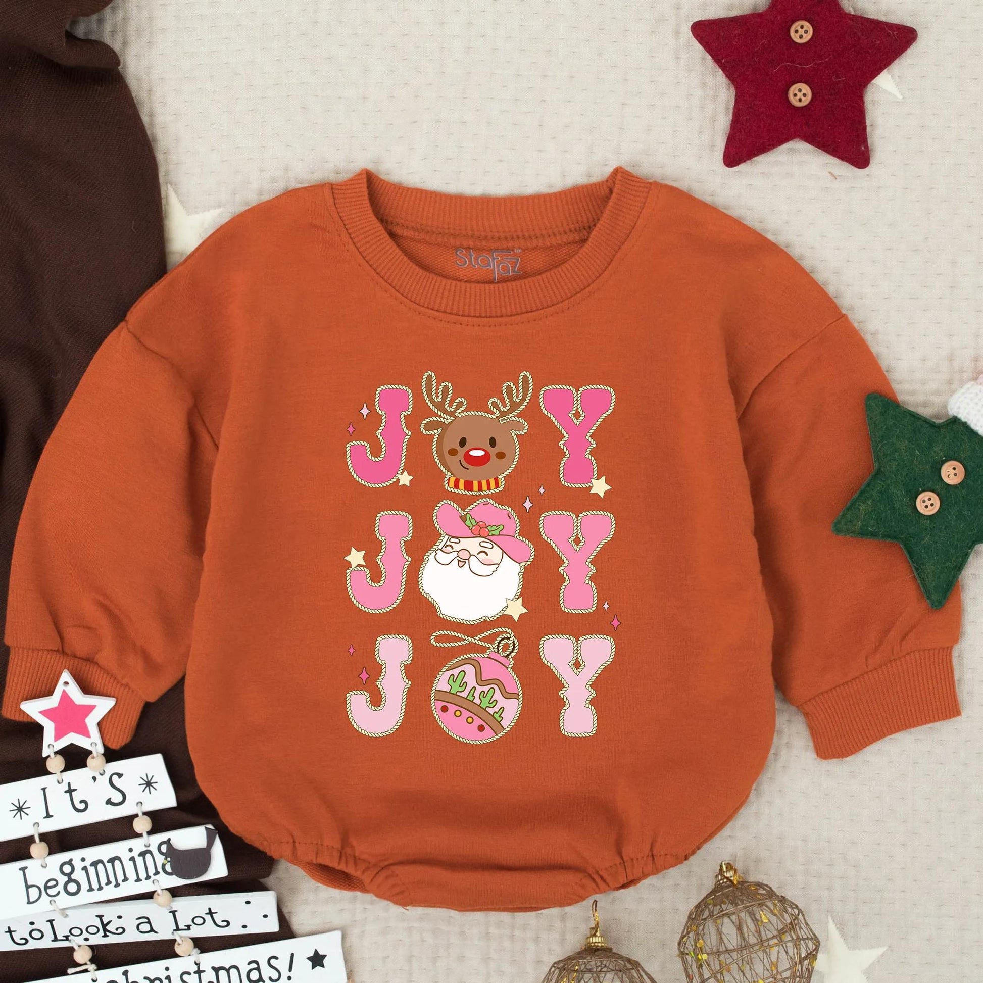 Girly Joy Howdy Christmas Baby Romper Western Infant Outfit with Sparkly Pink Letters Rope Cartoon Santa Reindeer Ornament Toddler Festive Holiday Clothes Rustic Winter Gift