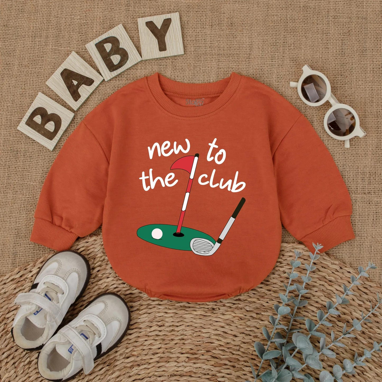 New to the Club Golf Baby Romper - Cute Baby Outfit, Golf Hole Design, New Dad Gift, Coming Home Outfit, Baby Shower