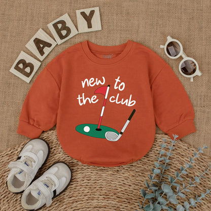 New to the Club Golf Baby Romper - Cute Baby Outfit, Golf Hole Design, New Dad Gift, Coming Home Outfit, Baby Shower