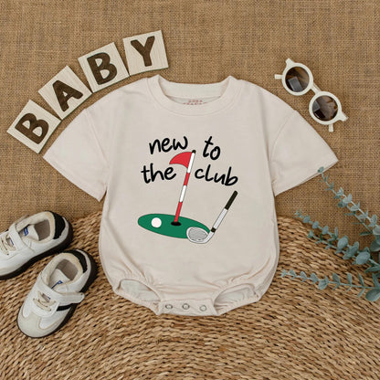 New to the Club Golf Baby Romper - Cute Baby Outfit, Golf Hole Design, New Dad Gift, Coming Home Outfit, Baby Shower
