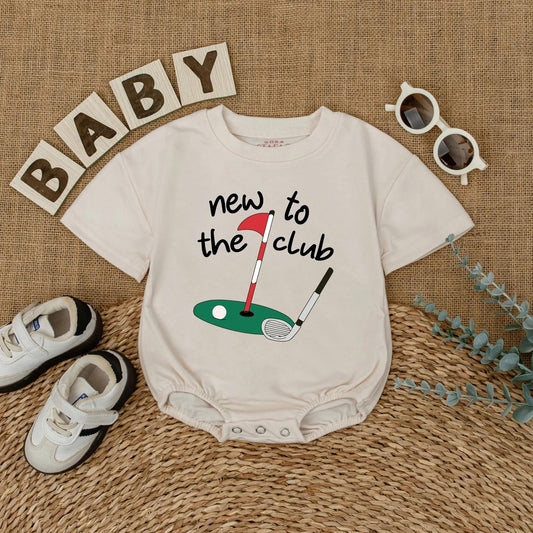 New to the Club Golf Baby Romper - Cute Baby Outfit, Golf Hole Design, New Dad Gift, Coming Home Outfit, Baby Shower