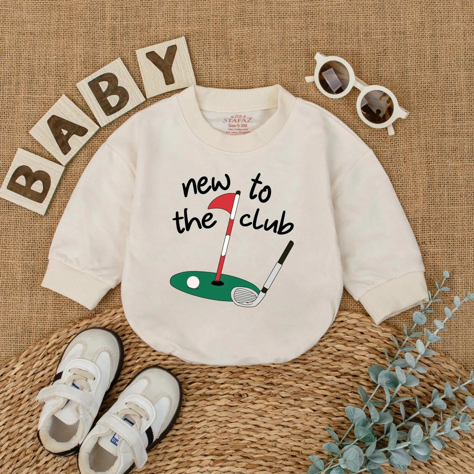 New to the Club Golf Baby Romper - Cute Baby Outfit, Golf Hole Design, New Dad Gift, Coming Home Outfit, Baby Shower
