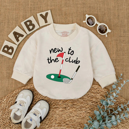 New to the Club Golf Baby Romper - Cute Baby Outfit, Golf Hole Design, New Dad Gift, Coming Home Outfit, Baby Shower