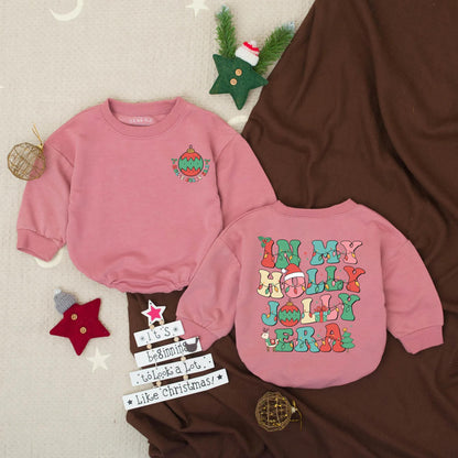 In My Holly Jolly Era Baby Bubble Romper Festive Retro Artwork Christmas Lights Toddler Outfit My First Christmas Gift