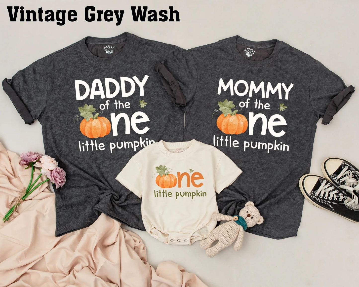 Our Little Pumpkin Is One Matching Family Shirts Retro Fall Pumpkin Birthday Party Outfits Daddy Mommy Brother Vintage Inspired