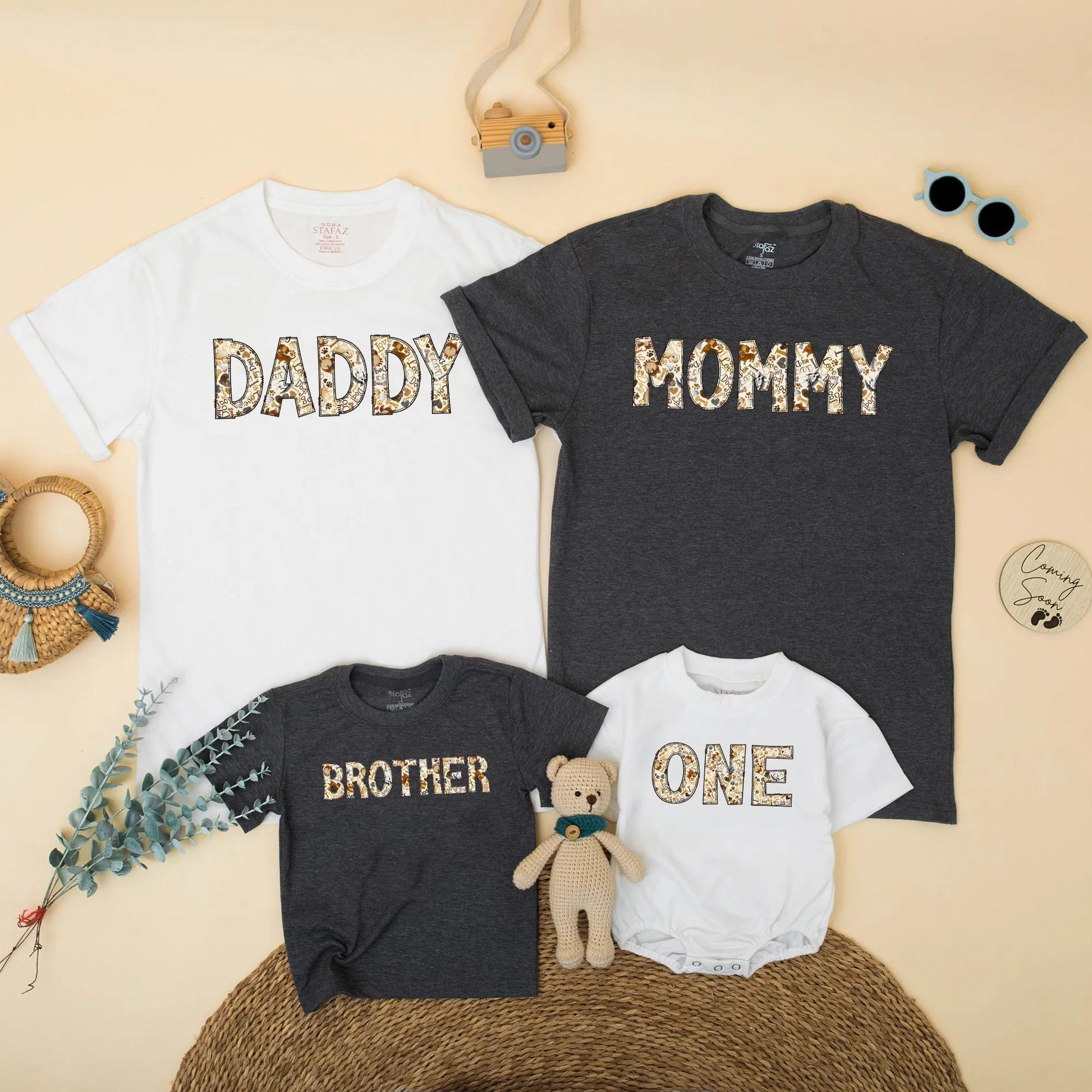 Custom Let's Pawty Puppy Birthday Matching Family Shirts Dog Themed Paw Print Mommy Daddy Brother One Boy First Birthday Party Celebration Gift