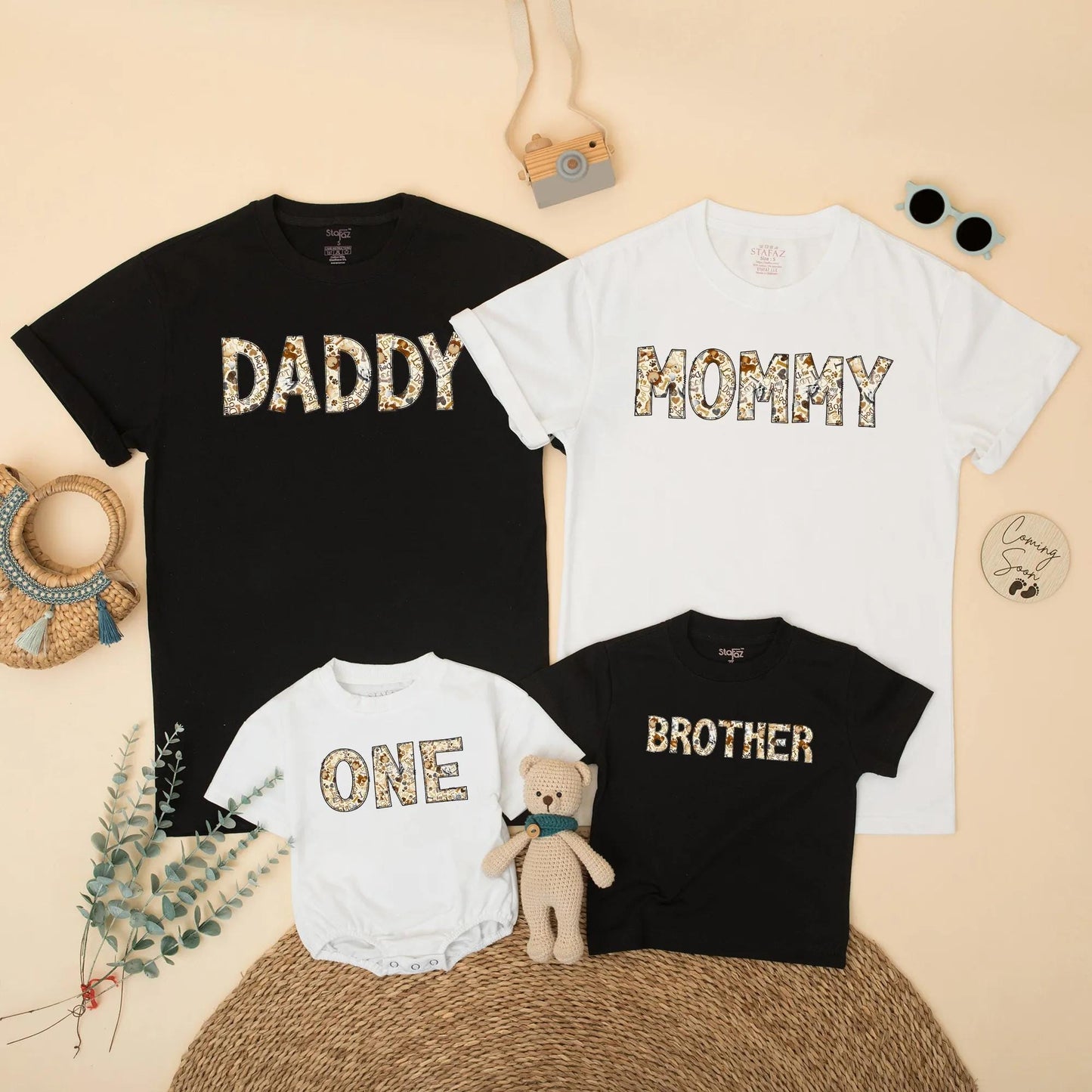 Custom Let's Pawty Puppy Birthday Matching Family Shirts Dog Themed Paw Print Mommy Daddy Brother One Boy First Birthday Party Celebration Gift