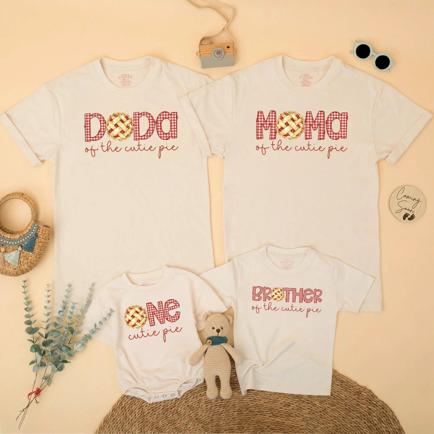 Cutie Pie Birthday Matching Family Shirts, Pie Theme First Birthday Outfit, Autumn Thanksgiving Baby Bodysuit, Dada Mama Brother One 1st Birthday 