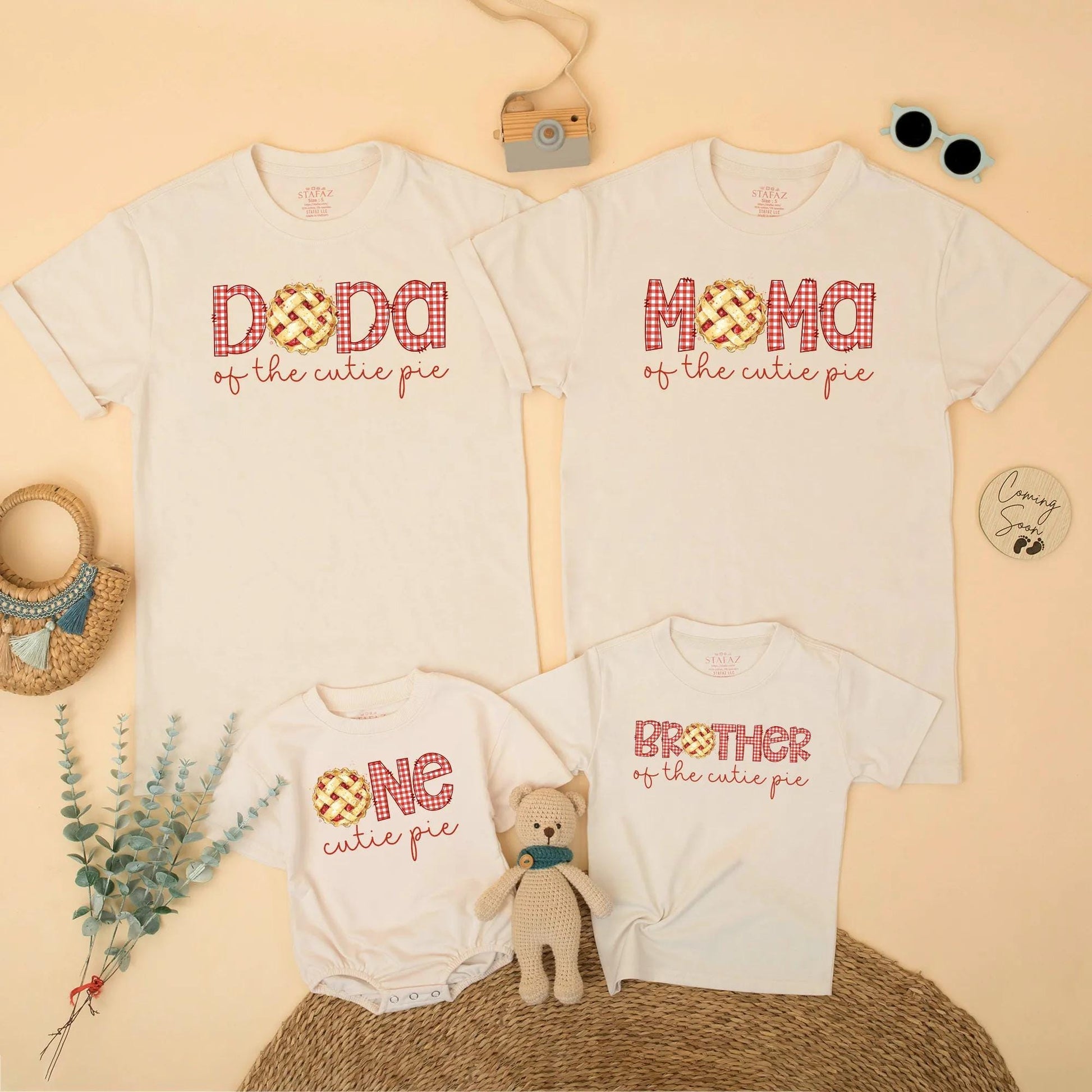 Cutie Pie Birthday Matching Family Shirts, Pie Theme First Birthday Outfit, Autumn Thanksgiving Baby Bodysuit, Dada Mama Brother One 1st Birthday 