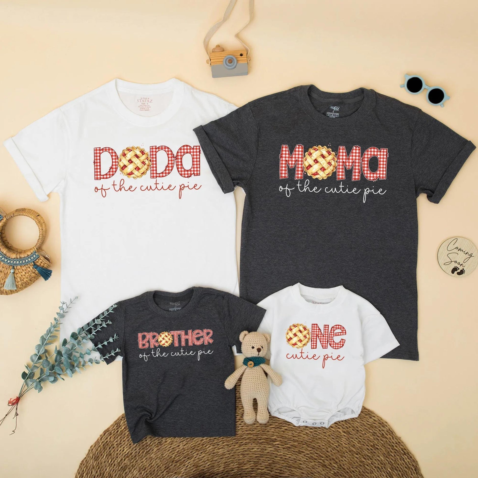 Cutie Pie Birthday Matching Family Shirts, Pie Theme First Birthday Outfit, Autumn Thanksgiving Baby Bodysuit, Dada Mama Brother One 1st Birthday 