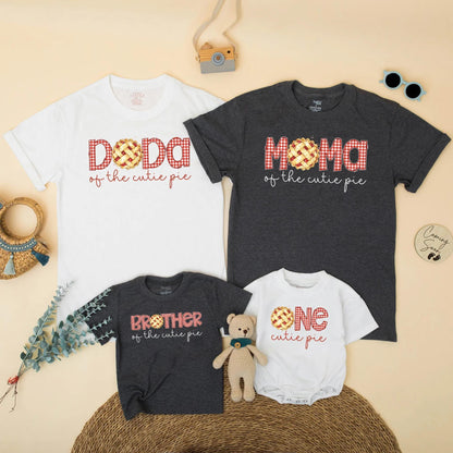 Cutie Pie Birthday Matching Family Shirts, Pie Theme First Birthday Outfit, Autumn Thanksgiving Baby Bodysuit, Dada Mama Brother One 1st Birthday 