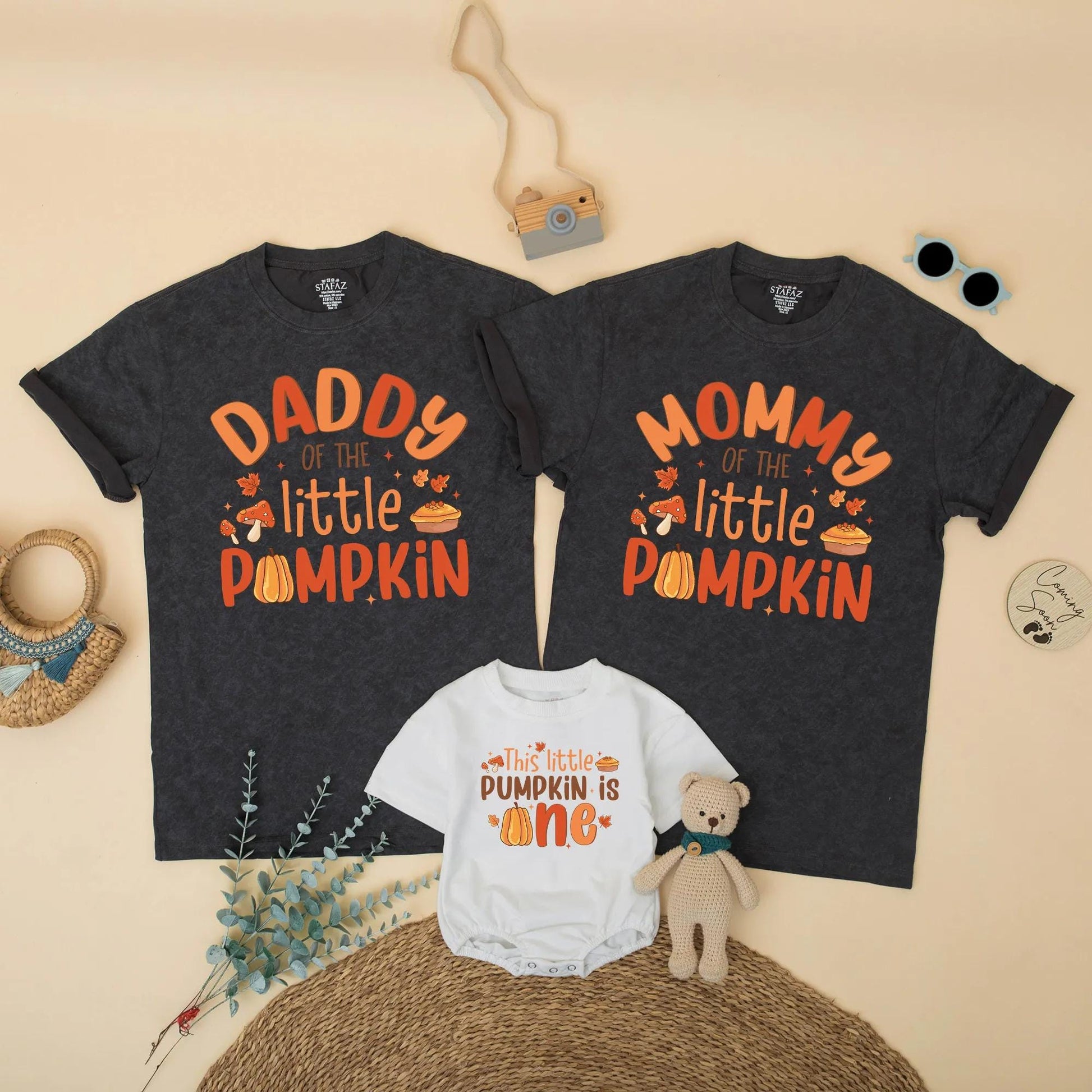 Cute Pumpkin Birthday Matching Family Shirts Daddy Mommy Brother Little Pumpkin 1st Birthday Fall Thanksgiving Outfit
