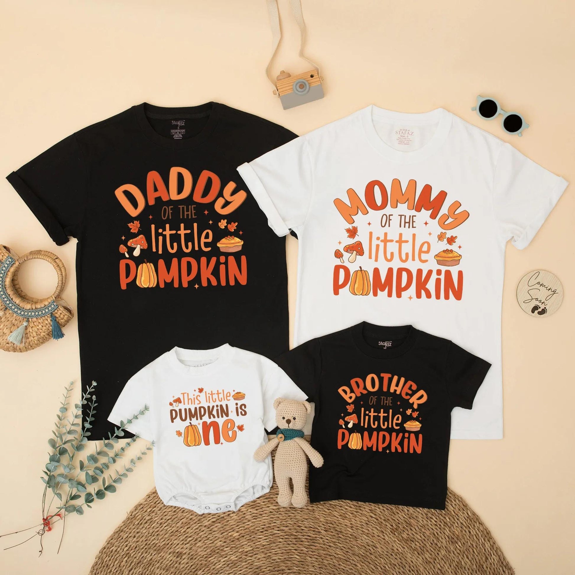 Cute Pumpkin Birthday Matching Family Shirts Daddy Mommy Brother Little Pumpkin 1st Birthday Fall Thanksgiving Outfit