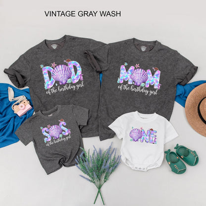 Custom Mermaid Birthday Girl Shirt with Sparkling Scales Family Ocean Party Tees Under the Sea Celebration First Year Keepsake