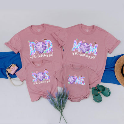 Custom Mermaid Birthday Girl Shirt with Sparkling Scales Family Ocean Party Tees Under the Sea Celebration First Year Keepsake