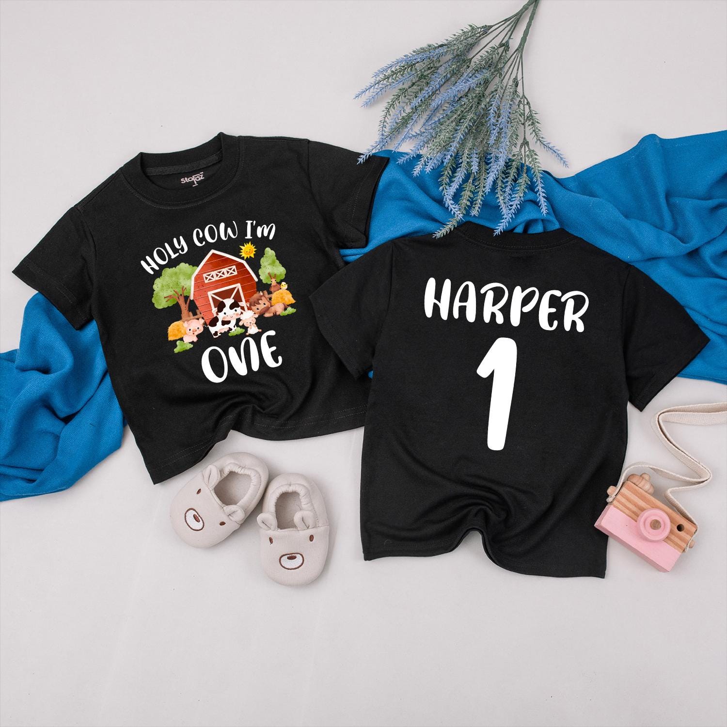 Cute Farm Barnyard Birthday Shirt Matching Family Outfit Adorable Cow Horse Pig Chick Design Ideal for First Birthday Celebration Baby Toddler Apparel