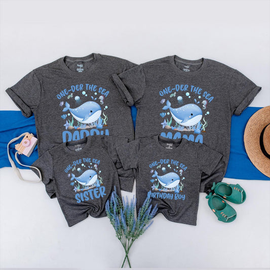 Oneder The Sea Birthday Boy Shirt, Ocean Animals First Birthday Outfit, Cute Under the Sea Party Tee, Whale Baby Shirt, Family Matching Available