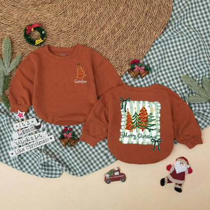 Personalized Preppy Christmas Tree Bubble Romper Custom Holiday Baby Outfit with Green Name Xmas Baby Clothes First Christmas Girl Gift