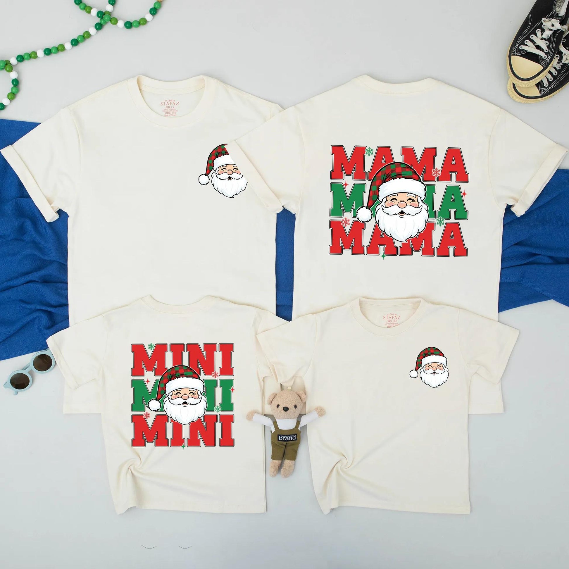 Cute Santa Claus Mama & Mini Matching Christmas Shirts for Family Holiday Outfits