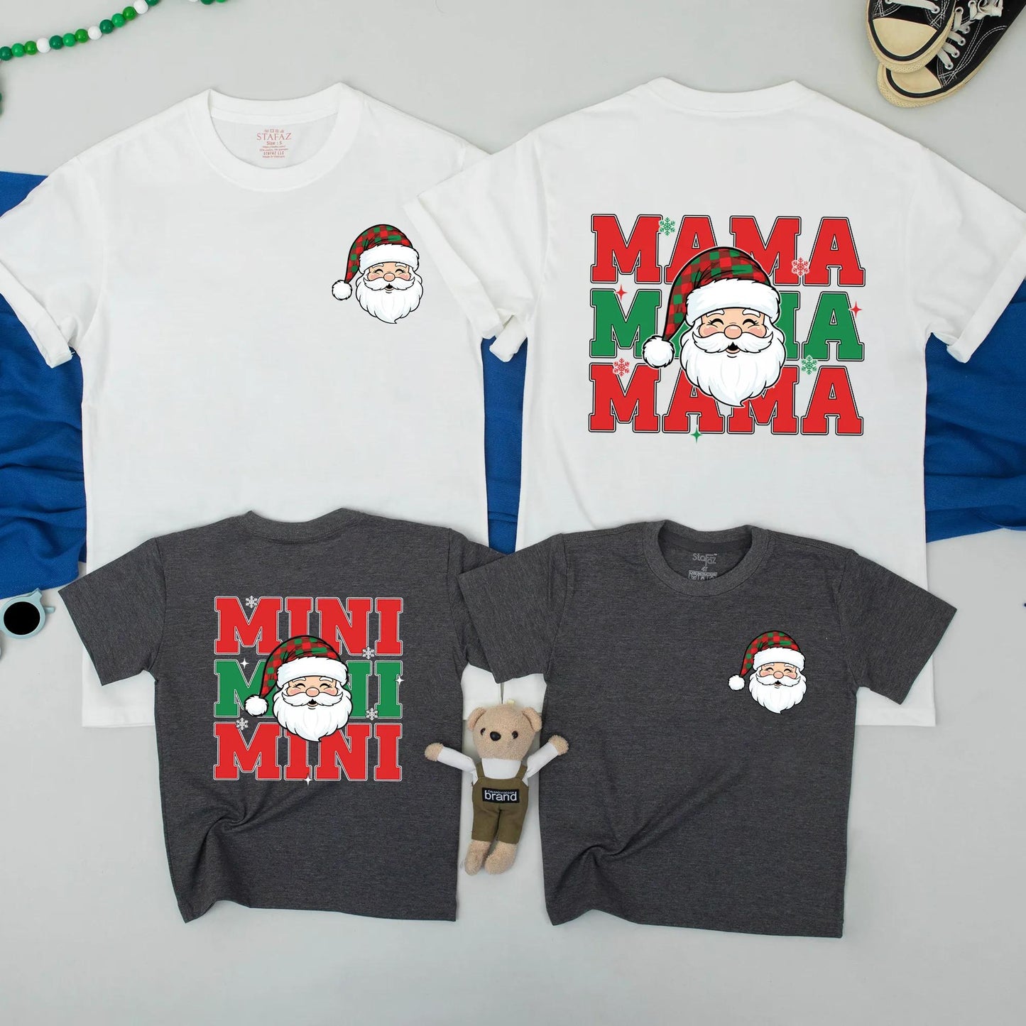 Cute Santa Claus Mama & Mini Matching Christmas Shirts for Family Holiday Outfits