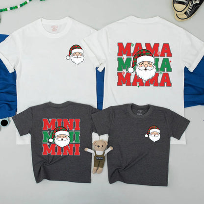 Cute Santa Claus Mama & Mini Matching Christmas Shirts for Family Holiday Outfits