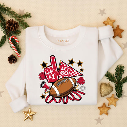 Game Day Cheer Sweatshirt: Football Mom Spirit Wear Outfit with Pom-Poms & Megaphone! Cute Cheerleader Gift for High School & College Game Nights! 