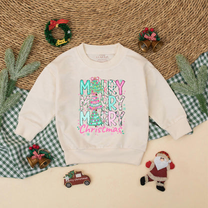 Merry Christmas Baby Romper Cute Festive Design with Trees Baby Girl Outfit Holiday Gift Adorable Whimsical Style Pink Blue Green Colors