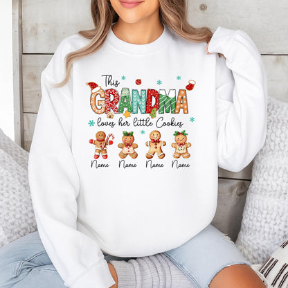 Personalized Grandma's Christmas Cookie Sweater with Kid's Names: Festive Gingerbread Gift for Grandma, Xmas Sweatshirt