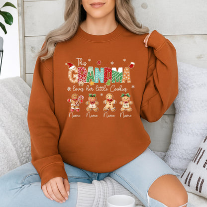 Personalized Grandma's Christmas Cookie Sweater with Kid's Names: Festive Gingerbread Gift for Grandma, Xmas Sweatshirt