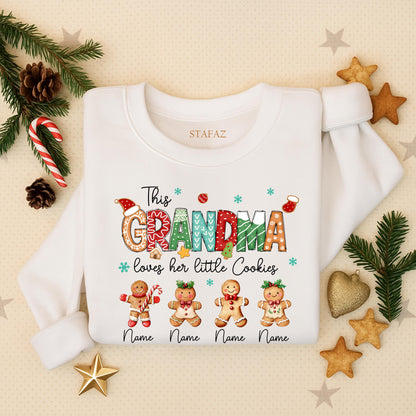 Personalized Grandma's Christmas Cookie Sweater with Kid's Names: Festive Gingerbread Gift for Grandma, Xmas Sweatshirt