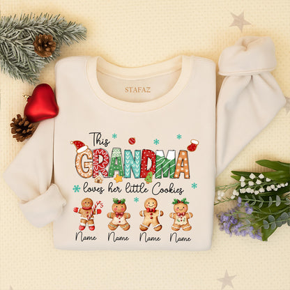 Personalized Grandma's Christmas Cookie Sweater with Kid's Names: Festive Gingerbread Gift for Grandma, Xmas Sweatshirt