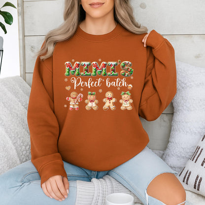 Mimi's Perfect Batch Sweatshirt Gingerbread Grandkids Names, Custom Grandma Christmas Shirt, Holiday Sweater for Nana, Personalized Baking Outfit Xmas Gift 