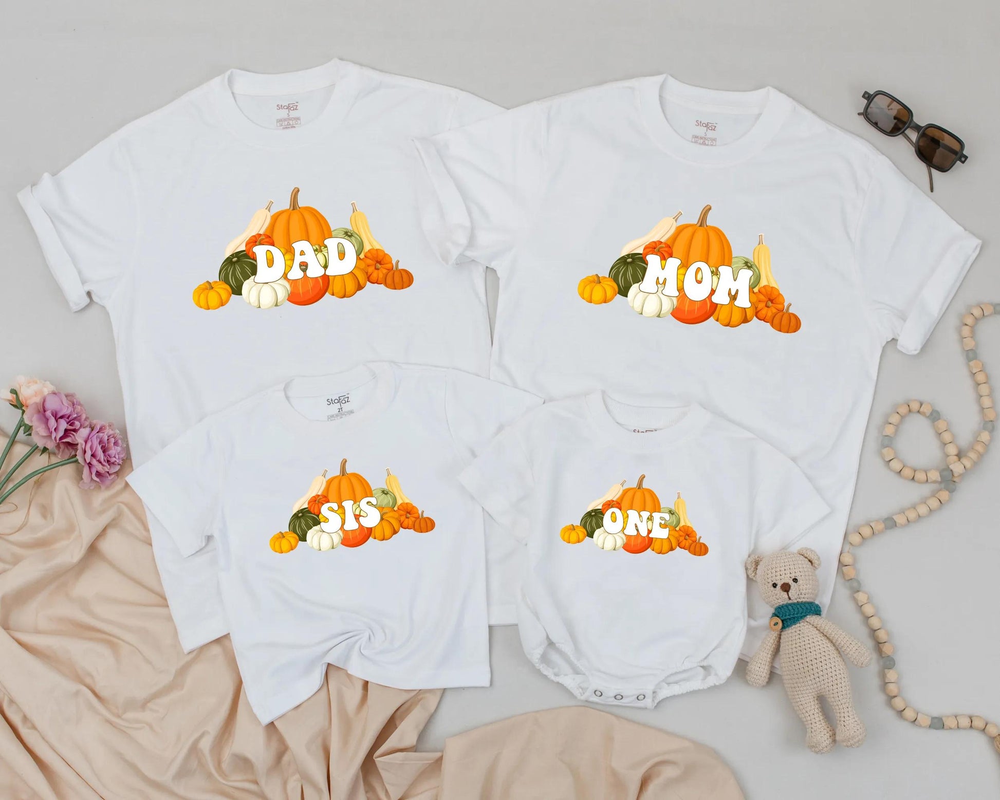 Matching Pumpkin Family Birthday Shirts, Fall Outfits for Dad Mom Sis One, Autumn Pumpkin Patch Party, 1st Birthday Gift, Personalized Pumpkins Design (138 chars)