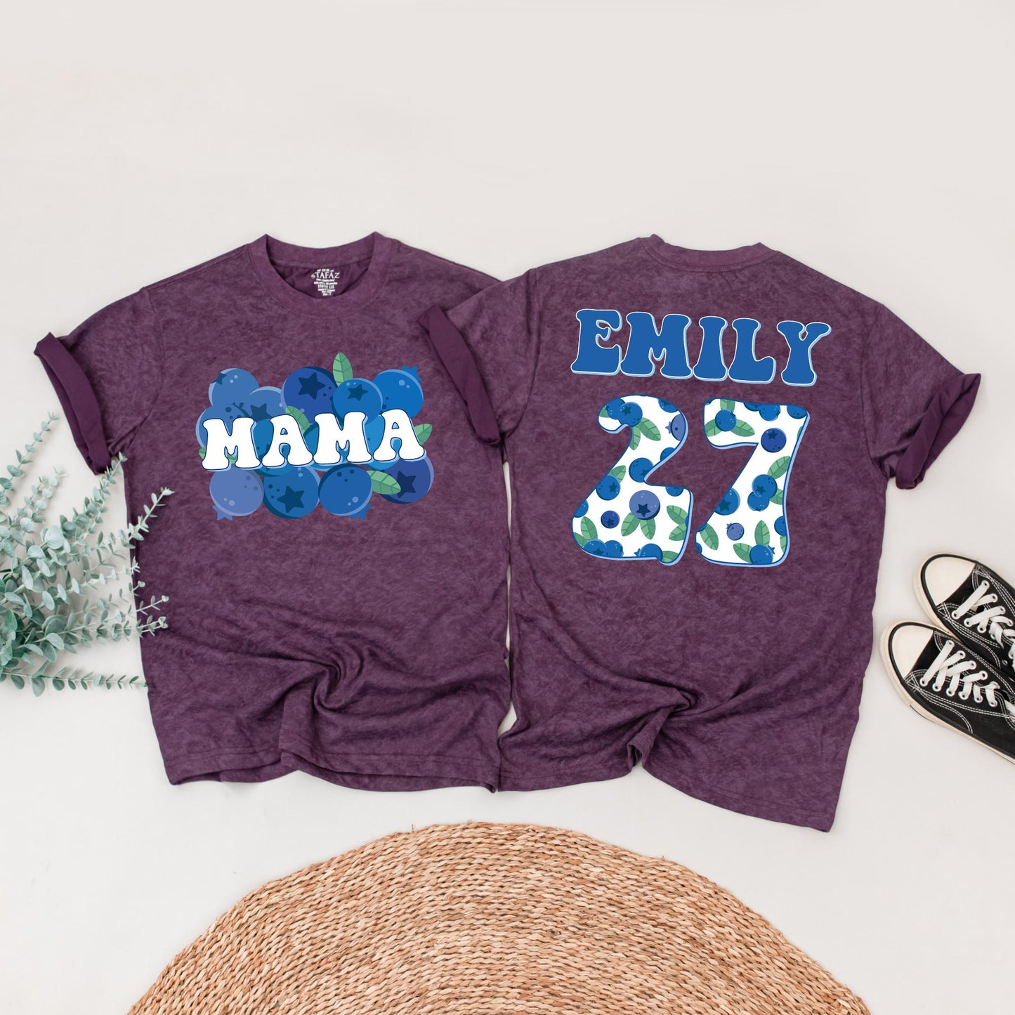 Family Blueberry Birthday Shirts Mama Emily Teddy One Berry Sweet First Birthday Matching Outfits Retro Blue Green Theme