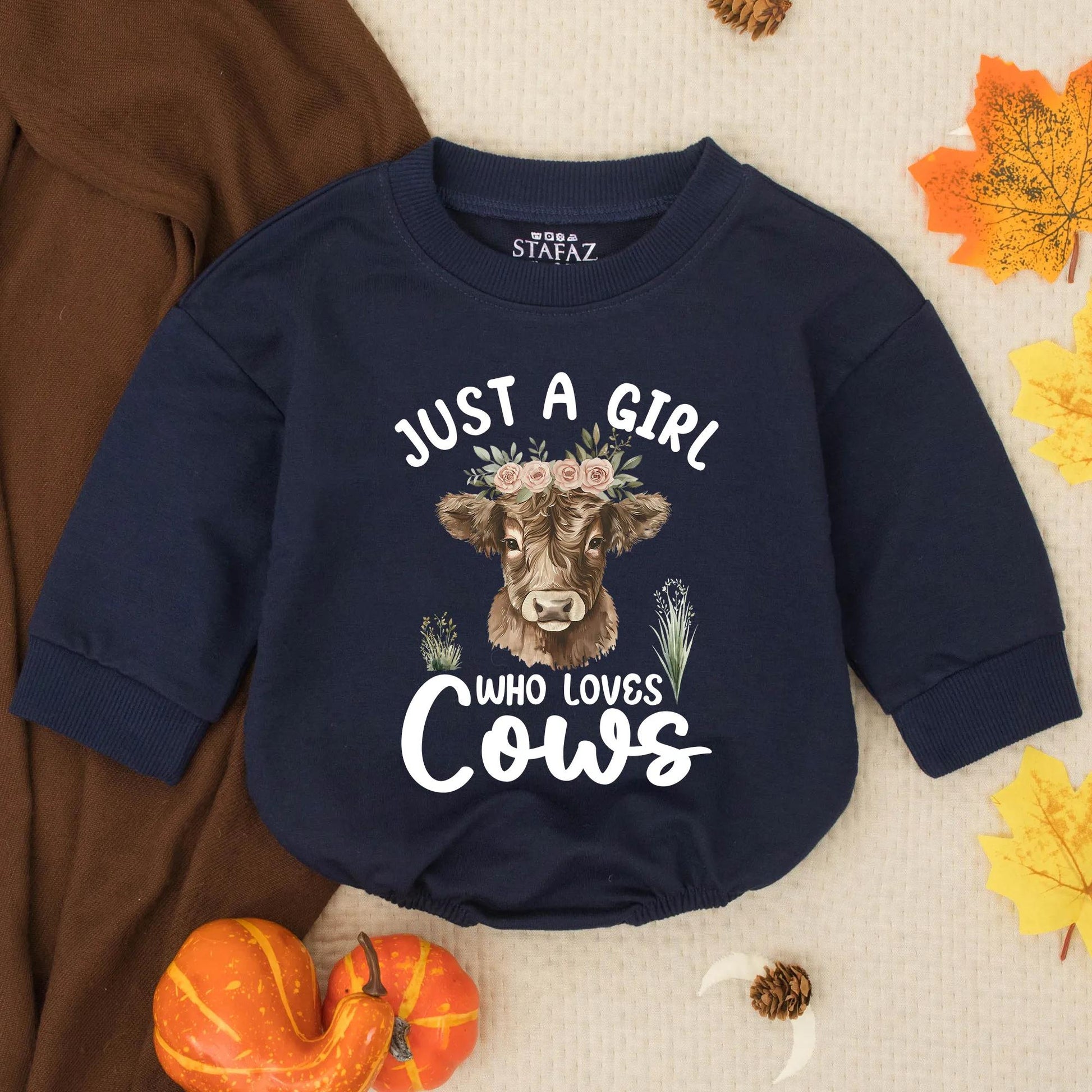 Just a Girl Who Loves Cows Baby Romper, Flower Crown Cow Outfit, Cute Farm Toddler Clothes, Rustic Western Infant Romper, Country Girl Gift 137