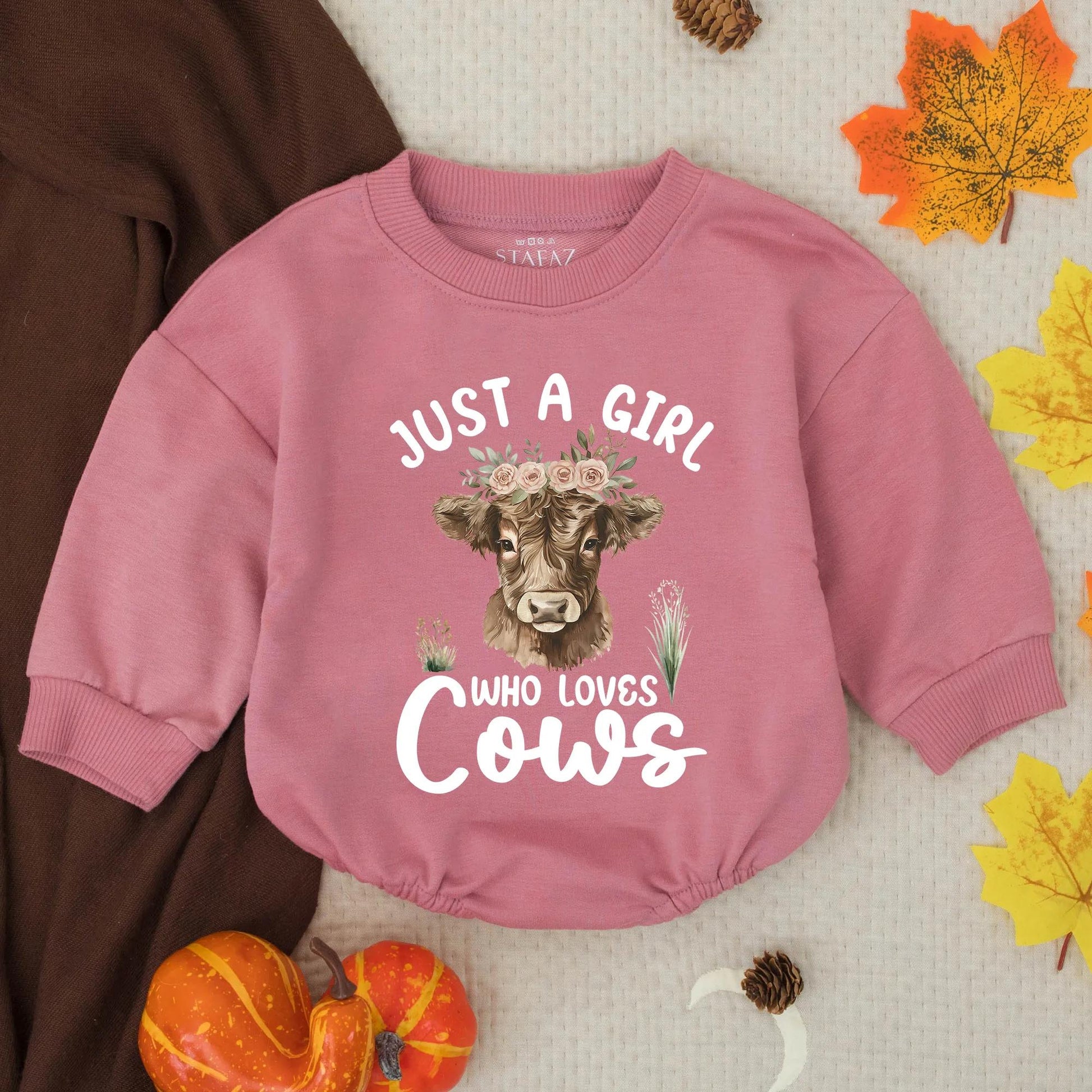 Just a Girl Who Loves Cows Baby Romper, Flower Crown Cow Outfit, Cute Farm Toddler Clothes, Rustic Western Infant Romper, Country Girl Gift 137