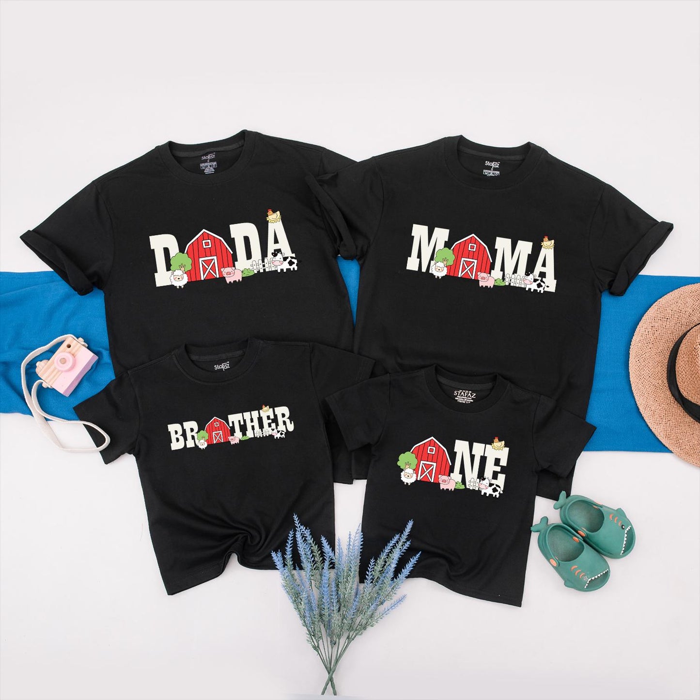 Farmhouse First Birthday Shirt & Family Matching Barnyard Birthday Tees