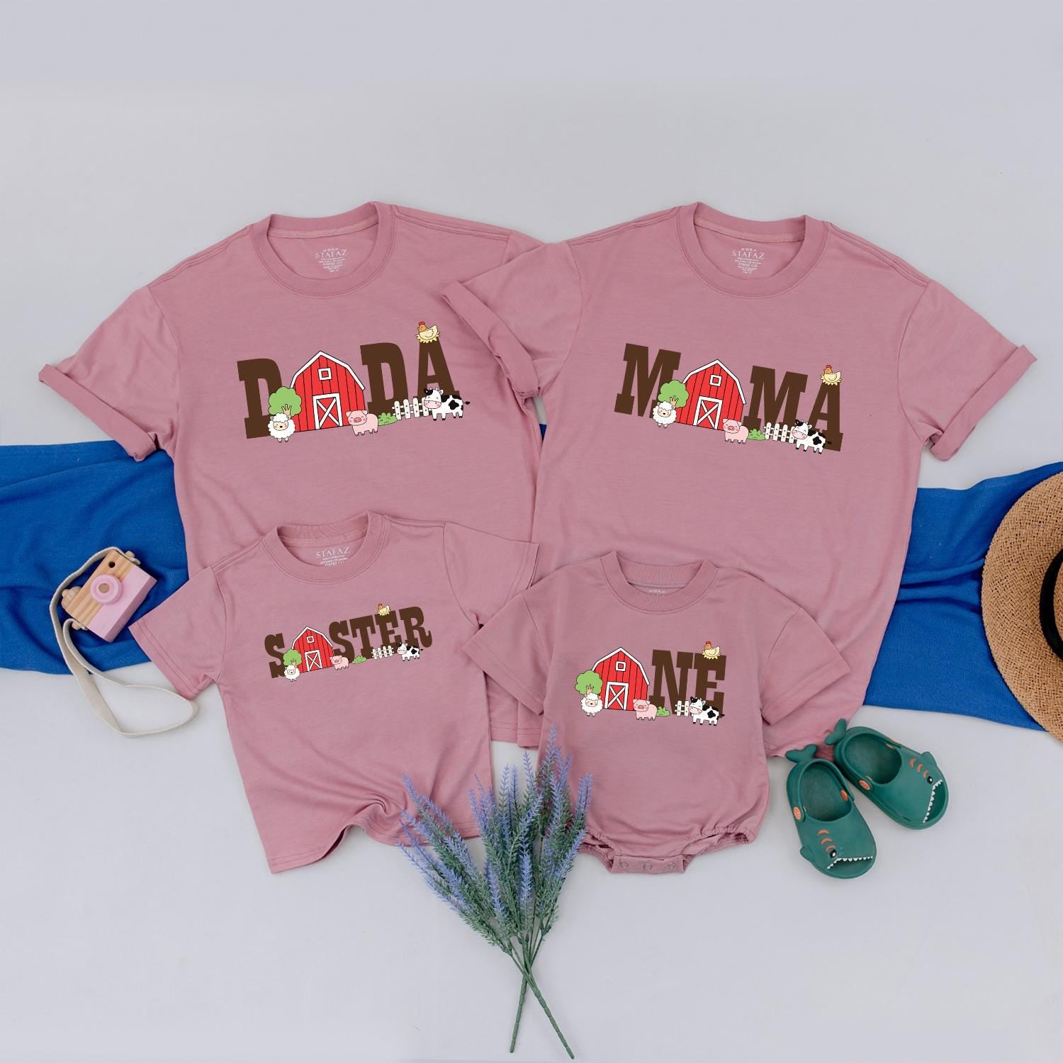 Farmhouse First Birthday Shirt & Family Matching Barnyard Birthday Tees