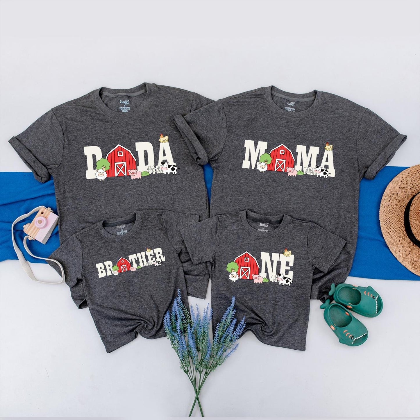 Farmhouse First Birthday Shirt & Family Matching Barnyard Birthday Tees