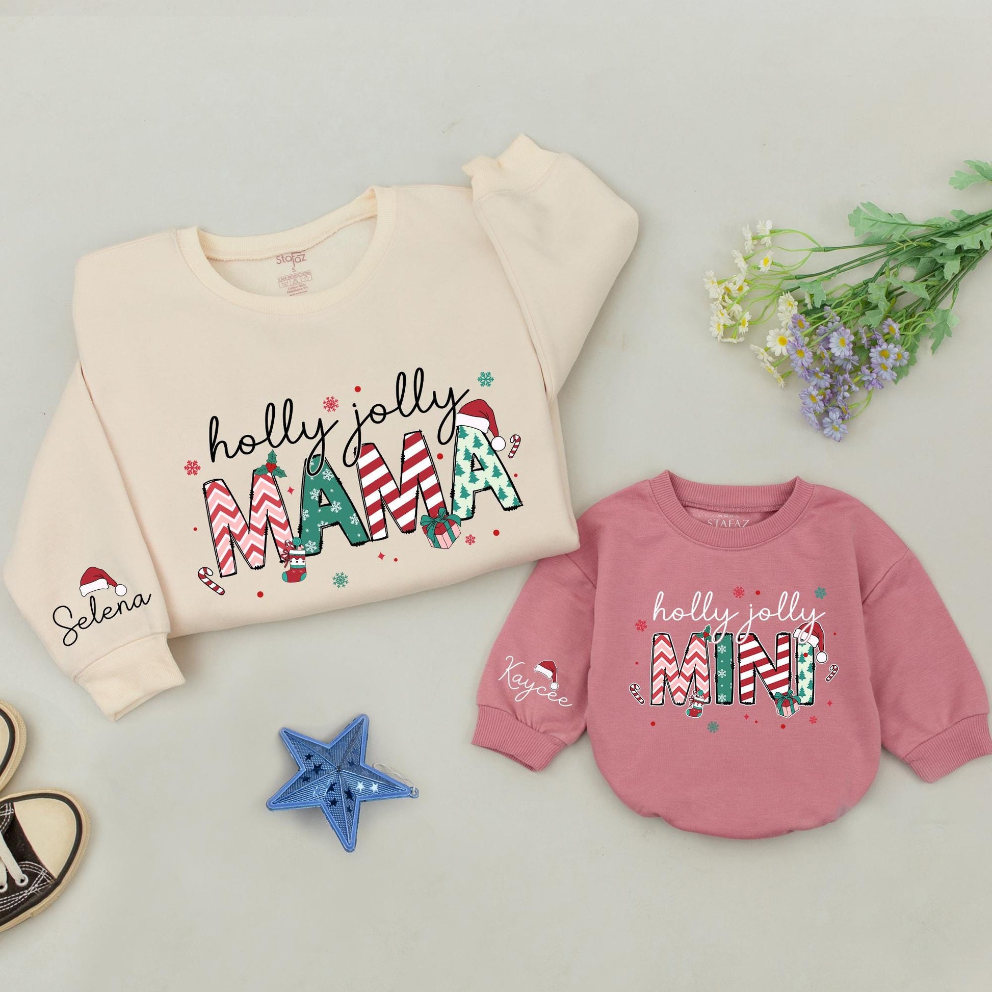 Holly Jolly Matching Family Christmas Sweatshirts: Dada, Mama, Mini Retro Sweaters, Festive Holiday Outfit, Vintage Christmas Gift Sweatshirts
