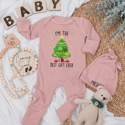 I'm the Best Gift Ever Baby Bodysuit Christmas Outfit Newborn Clothes Xmas Baby Shower Gift Holiday, Tree Design