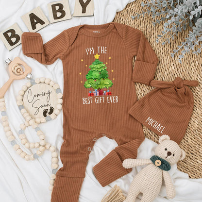 I'm the Best Gift Ever Baby Bodysuit Christmas Outfit Newborn Clothes Xmas Baby Shower Gift Holiday, Tree Design