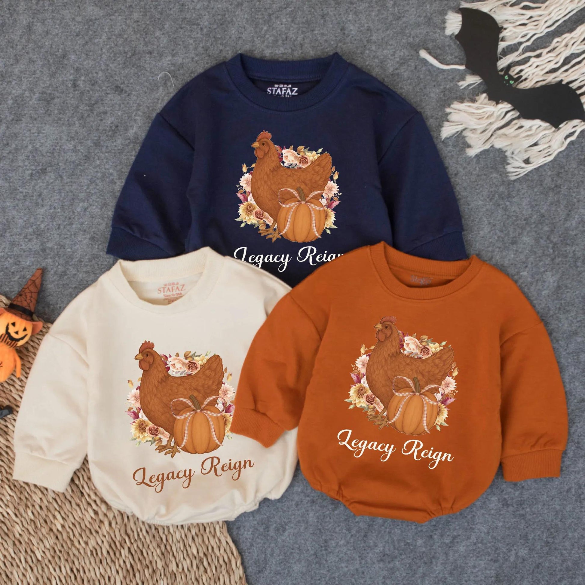 Hen & Pumpkin Thanksgiving Baby Romper, Fall Farm Girl Outfit with Bow, Autumn Infant Clothes, Legacy Reign Bodysuit, Rustic Shower Gift, 139 Chars
