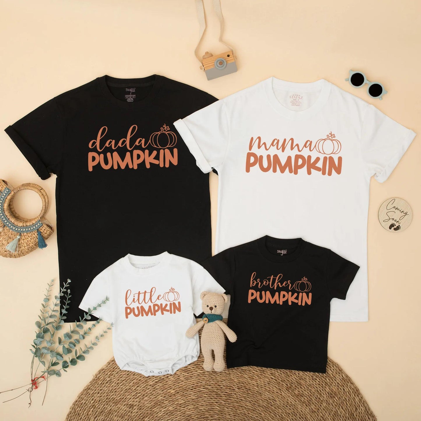 Cute Fall Pumpkin Patch Matching Family Shirts for Mom Dad Little Brother Mama Dada Thanksgiving Birthday Outfits