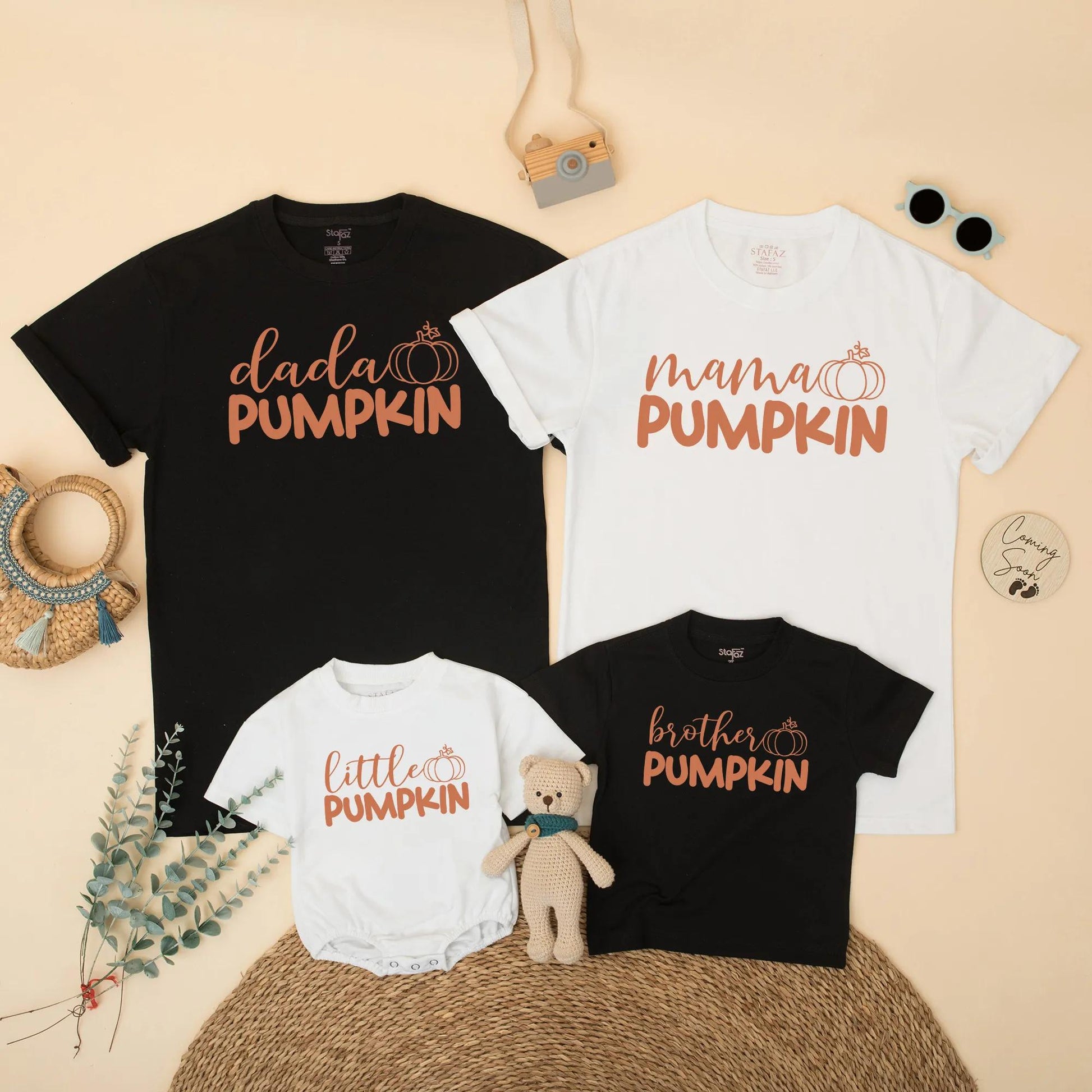 Cute Fall Pumpkin Patch Matching Family Shirts for Mom Dad Little Brother Mama Dada Thanksgiving Birthday Outfits