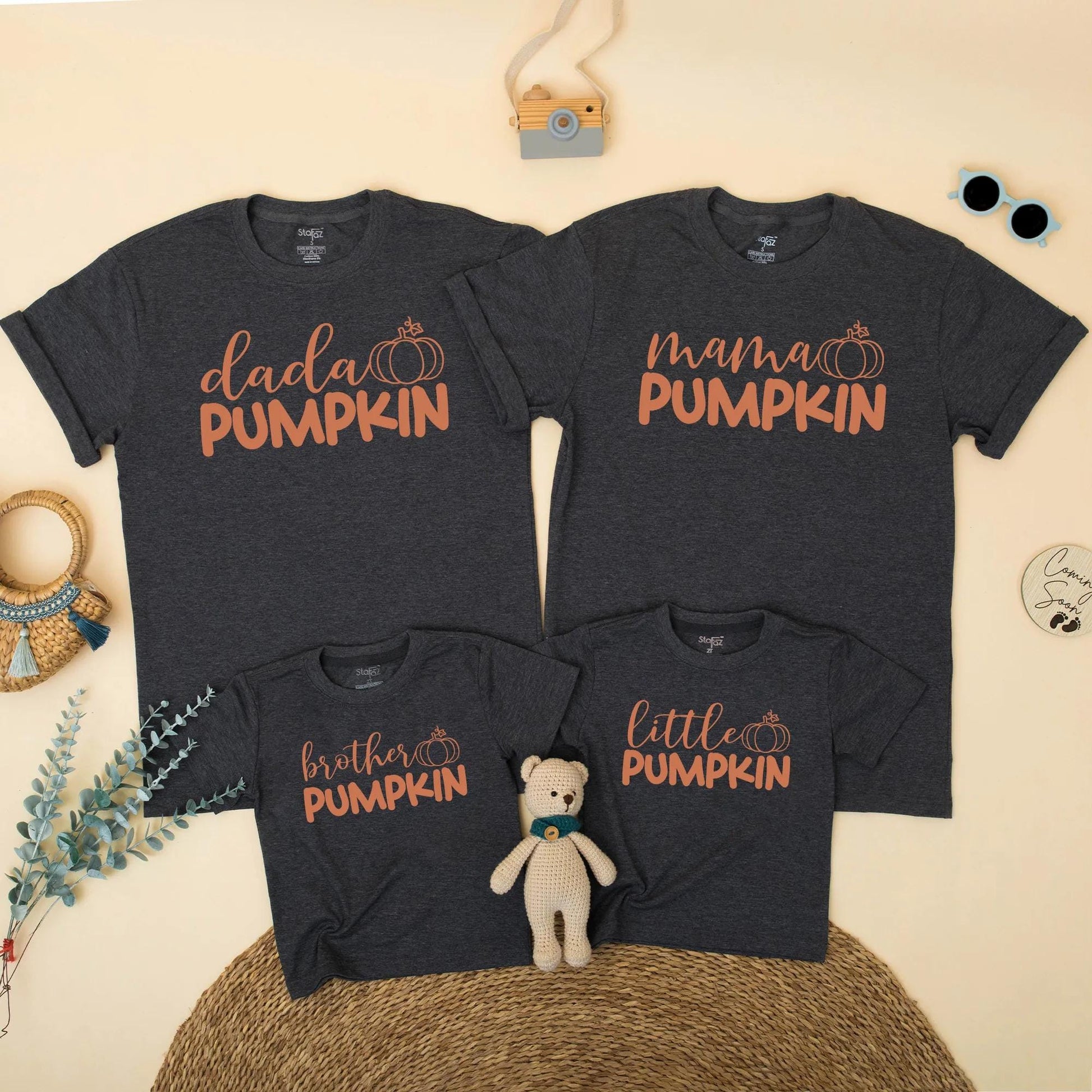 Cute Fall Pumpkin Patch Matching Family Shirts for Mom Dad Little Brother Mama Dada Thanksgiving Birthday Outfits