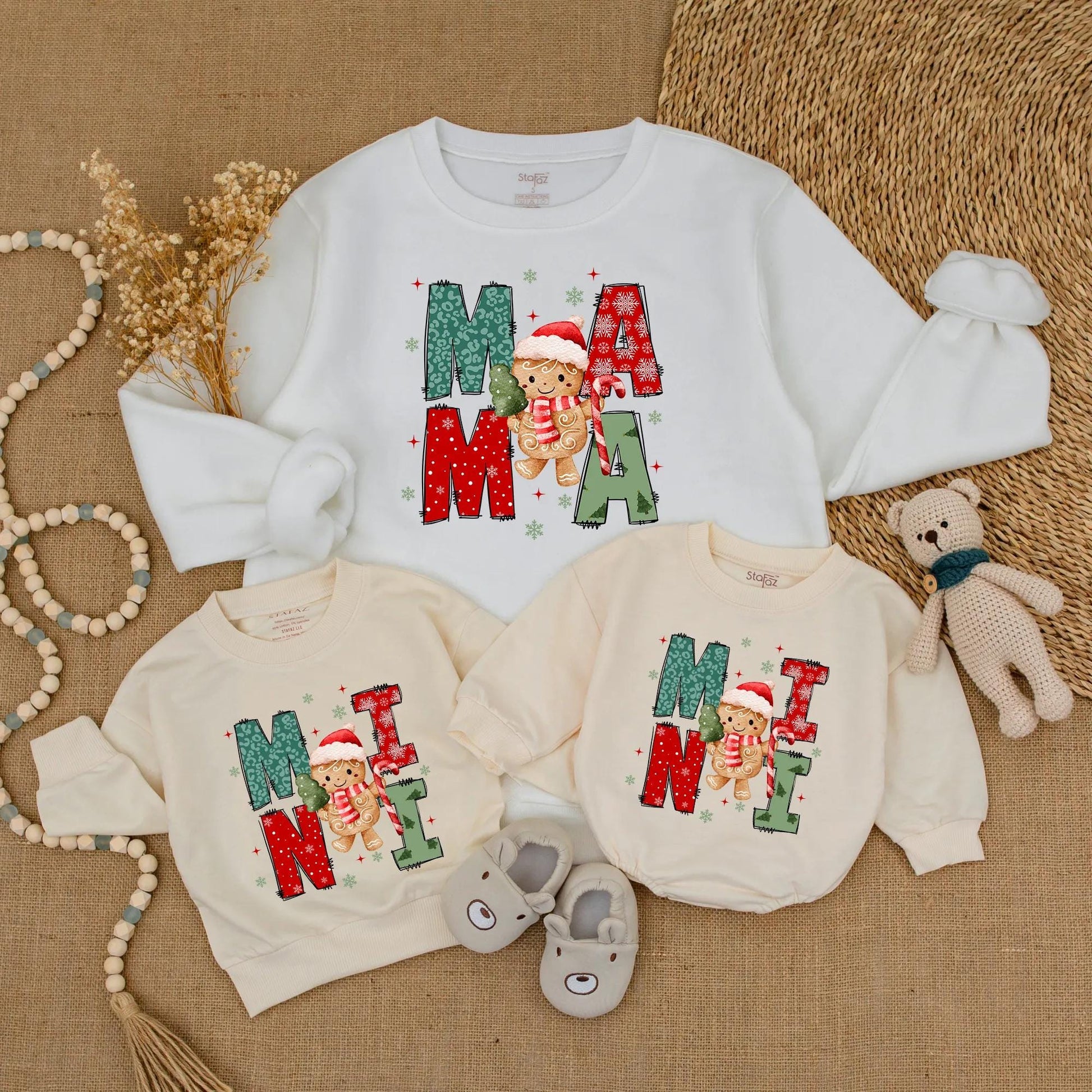 Matching Mama Mini Christmas Sweatshirt Set, Festive Leopard & Snowflake Design, Mommy and Me Holiday Family Outfit, Cute Winter Gift