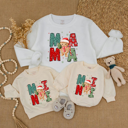 Matching Mama Mini Christmas Sweatshirt Set, Festive Leopard & Snowflake Design, Mommy and Me Holiday Family Outfit, Cute Winter Gift