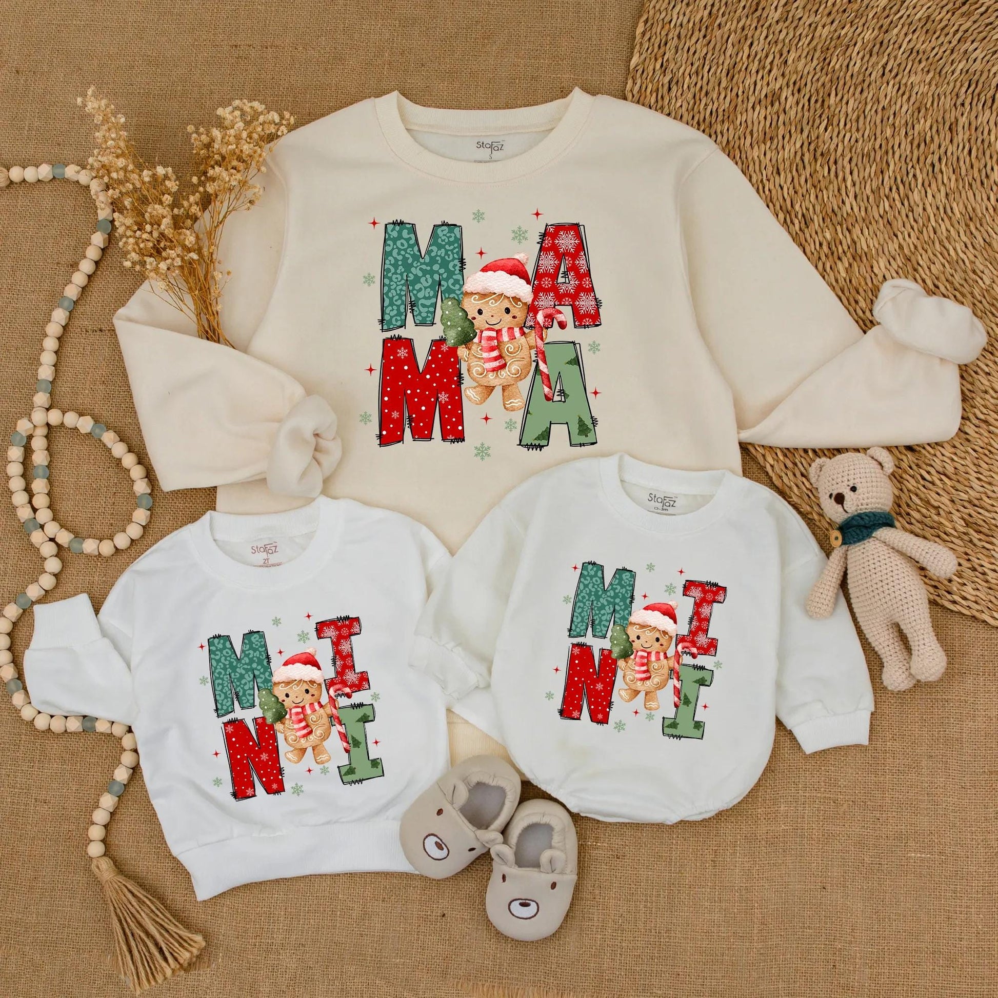 Matching Mama Mini Christmas Sweatshirt Set, Festive Leopard & Snowflake Design, Mommy and Me Holiday Family Outfit, Cute Winter Gift